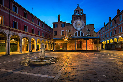 广场,教堂,早晨,威尼斯,意大利