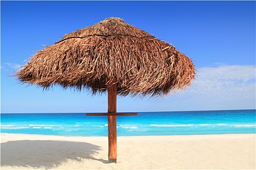 棕榈屋,太阳,屋顶,海滩伞,加勒比