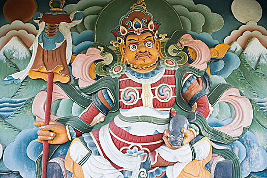 绘画,墙壁,庙宇,不丹,比哈尔邦,印度