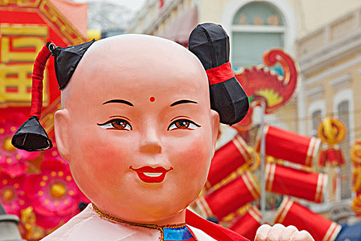 雕塑,高兴,孩子,春节,澳门,中国