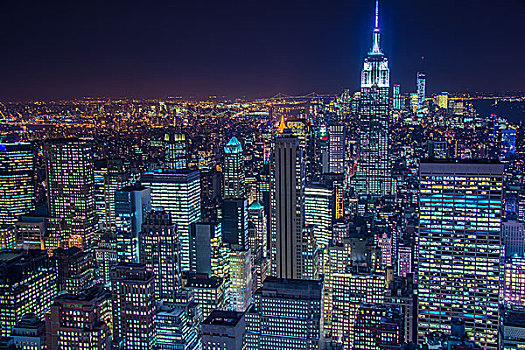 著名,摩天大楼,纽约,夜晚