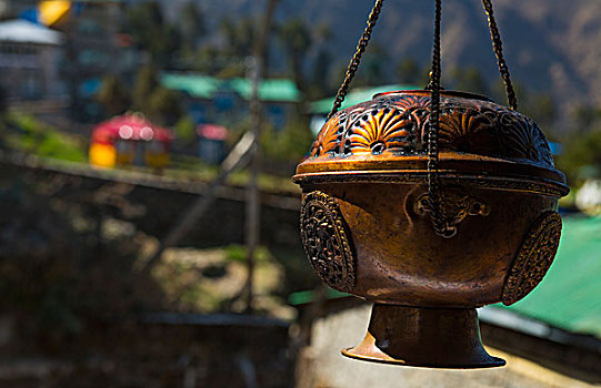 尼泊尔,香,容器,靠近,珠穆朗玛峰