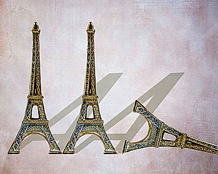 三个,微型,埃菲尔铁塔,塔,形状,字母a,一个,上方,象征,法国,信用卡,评定