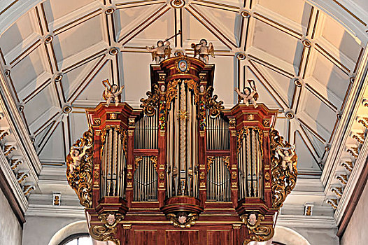 琴乐器,教区教堂,巴伐利亚,德国,欧洲