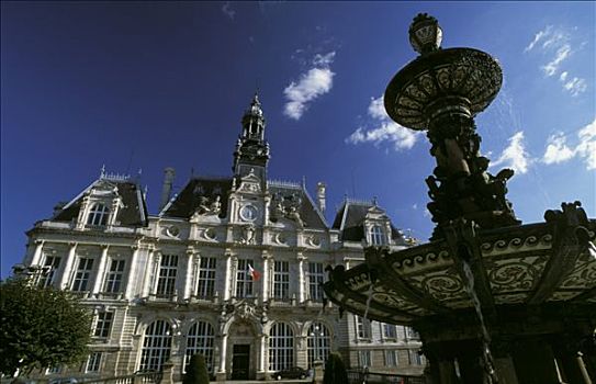 法国,利莫辛,上维埃纳省,里摩日,市政厅,喷泉