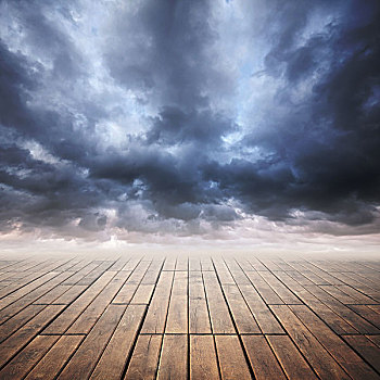 木地板,远景,风暴,阴天