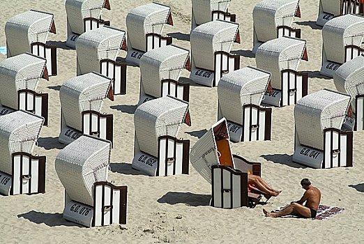 沙滩椅,海滩,塞林,梅克伦堡前波莫瑞州,德国,欧洲
