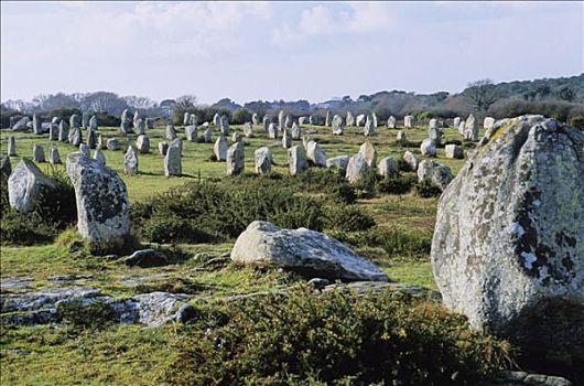 巨石墓,排列,遗迹,卡赫纳,莫尔比昂省,布列塔尼半岛,法国