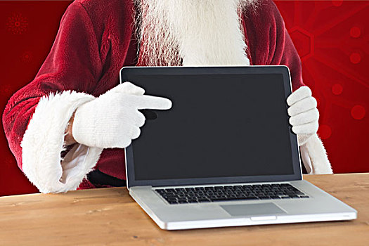 高兴,圣诞老人,展示,笔记本电脑,显示屏
