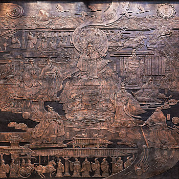齐文化人物浮雕墙,中国山东省淄博市齐文化博物馆