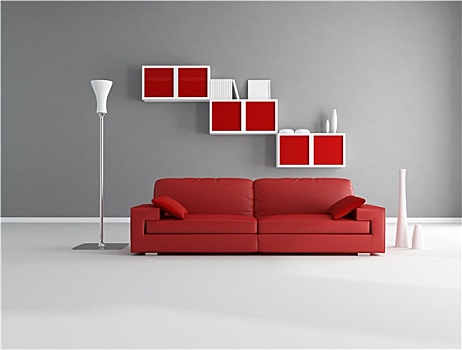 红色,灰色,休闲沙发