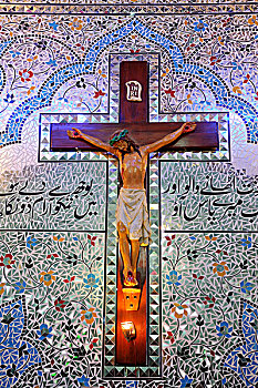 耶稣十字架,阿拉伯文,教区教堂,基督教,拉合尔,旁遮普,巴基斯坦,亚洲
