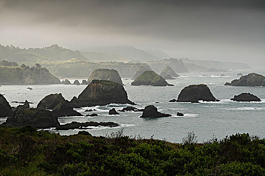 岩石,海岸线,北加州,太平洋,美国