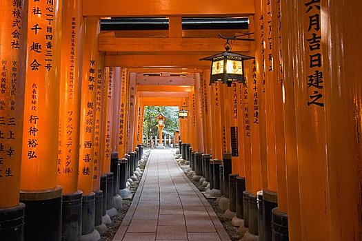 红色,大门,伏见稻荷大社,神祠,京都,日本