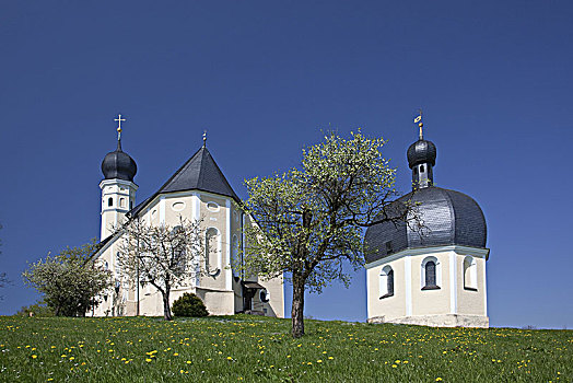 朝圣教堂,圣徒,伊尔申伯格,山谷,上巴伐利亚,巴伐利亚,德国南部,德国