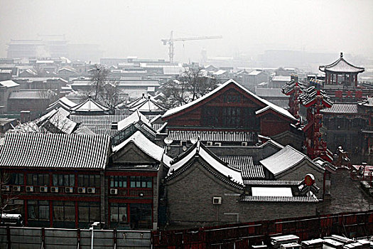 中国,北京,全景,地标,建筑,大雪,雪景,街道,房屋
