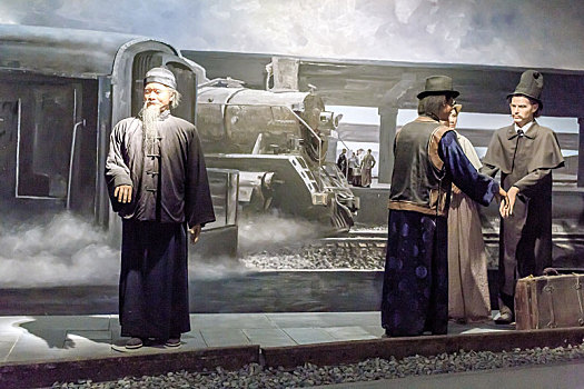 南京浦口火车站民国场景雕塑,拍摄于南京市博物馆,朝天宫