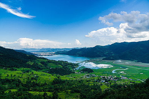 费瓦湖,波卡拉,农业,风景,地区,尼泊尔,亚洲