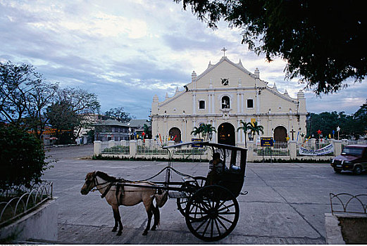 马车,教堂,菲律宾