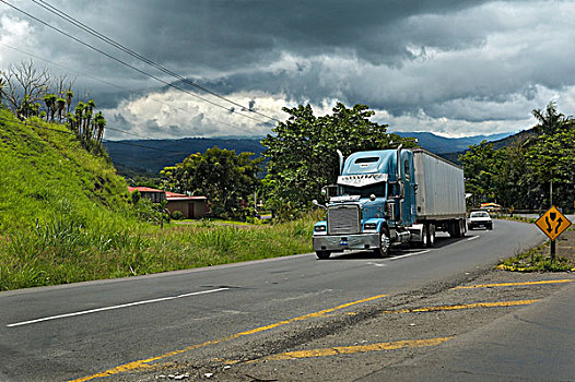 道路,大,卡车,乌云,正面,圣荷塞,哥斯达黎加,中美洲