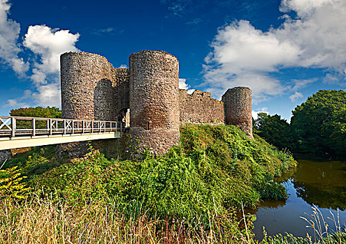 中世纪,城堡,白色,蒙茅斯郡,威尔士,英国,欧洲