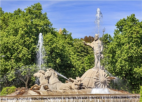 马车,马,雕塑,喷泉,马德里,西班牙