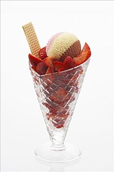 草莓,那不勒斯,冰淇淋,圣代冰淇淋,玻璃