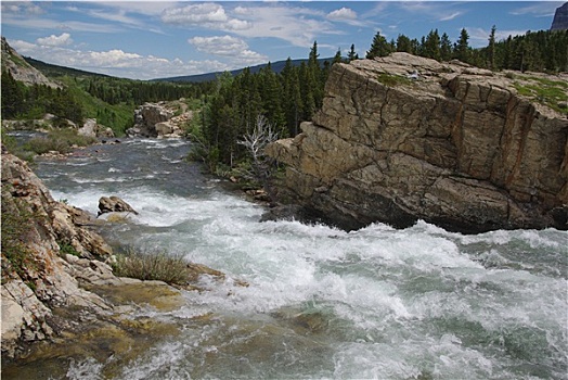 水,石头,冰川国家公园,蒙大拿