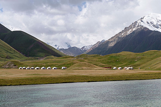 风景,湖,雪山,吉尔吉斯斯坦