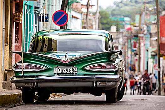 老爷车,道路,绿色,圣克拉拉,古巴,北美