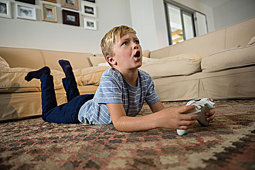 男孩,玩,电子游戏,客厅,在家