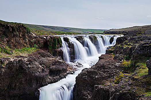 瀑布,河,峡谷,冰岛