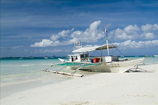 船,白色背景,海滩,长滩岛,菲律宾