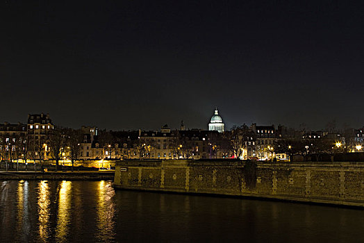 法国,巴黎,尖,万神殿,夜晚
