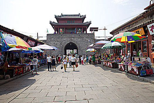 兴城,古城,辽宁,城墙,城楼,建筑,旅游,景点,热闹,古迹,牌坊,街道,摊贩