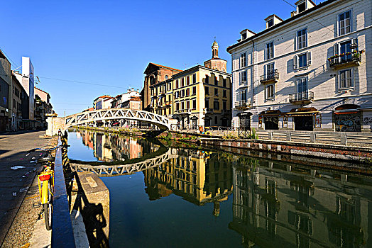 意大利,伦巴第,米兰,大,运河,建造,12世纪,14世纪,提契诺河,河