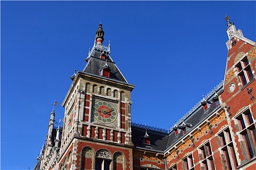 荷兰,阿姆斯特丹,风景,中心,火车站,建筑