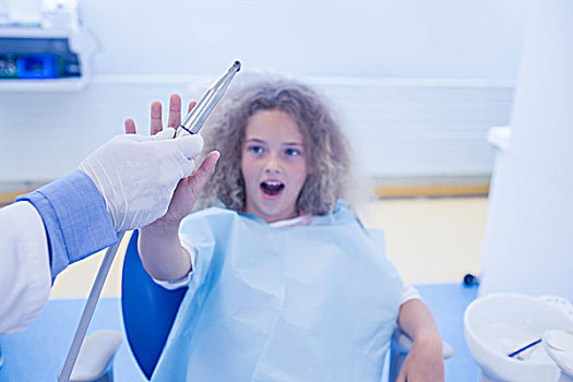 小女孩,停止,牙医,牙科诊所