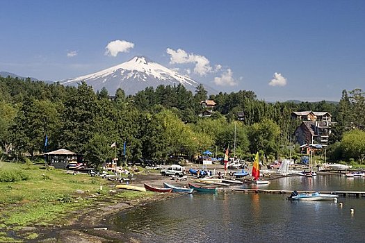 火山,湖,区域,智利