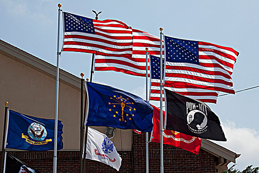 美国,印地安那,印第安纳波利斯,美洲,海军,军队,旗帜,波浪状,风