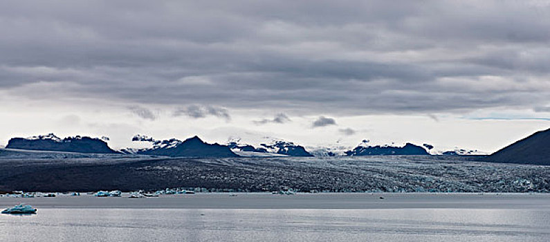 全景,杰古沙龙湖,结冰,泻湖,冰岛