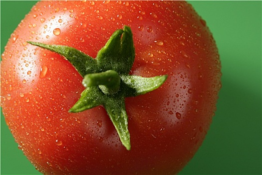 红色,西红柿,微距,上方,绿色背景