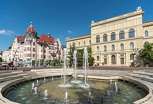 喷泉,房子,大学,建筑,匈牙利,欧洲