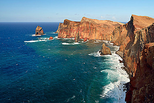 岩石海岸,马德拉岛,岛屿,葡萄牙,欧洲