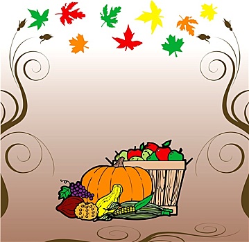 感恩节,水果,蔬菜,卡