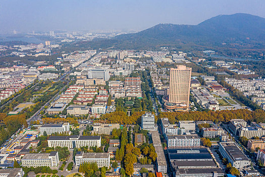 航拍江苏南京玄武区城市街景