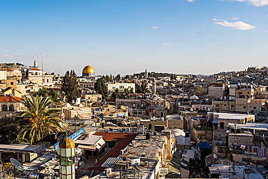 全景,耶路撒冷,古老,墙壁,老城,靠近,大马士革,大门,以色列,中东