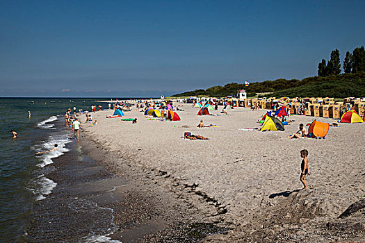 海滩,度假者,波罗的海,海洋,胜地,城镇,蒂门多夫,岛屿,梅克伦堡前波莫瑞州,德国,欧洲