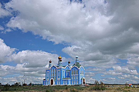 内蒙古呼伦贝尔满洲里俄罗斯套娃广场上的俄罗斯工艺馆