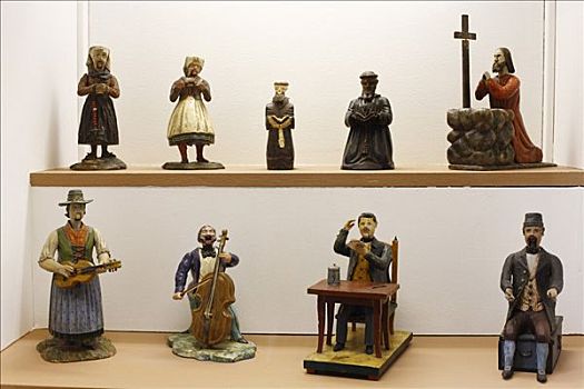 种类,小雕像,展示,博物馆,巴伐利亚,德国,欧洲